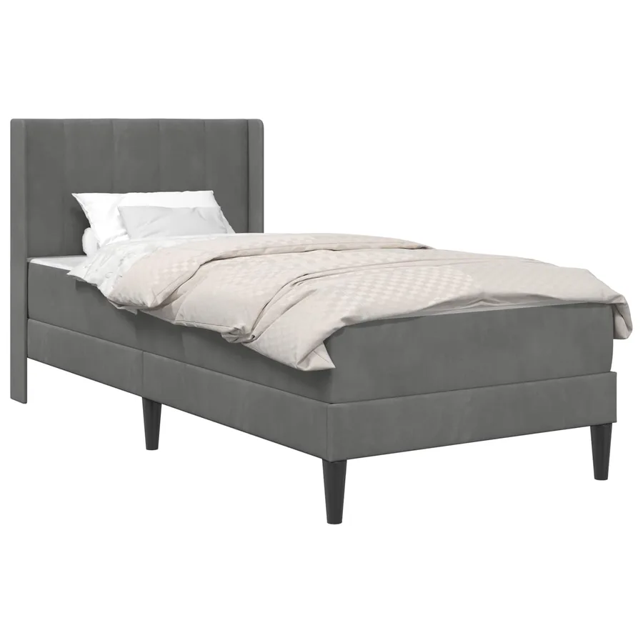 Cadre de lit avec matelas Gris foncé 80 x 200 cm Velours - 2