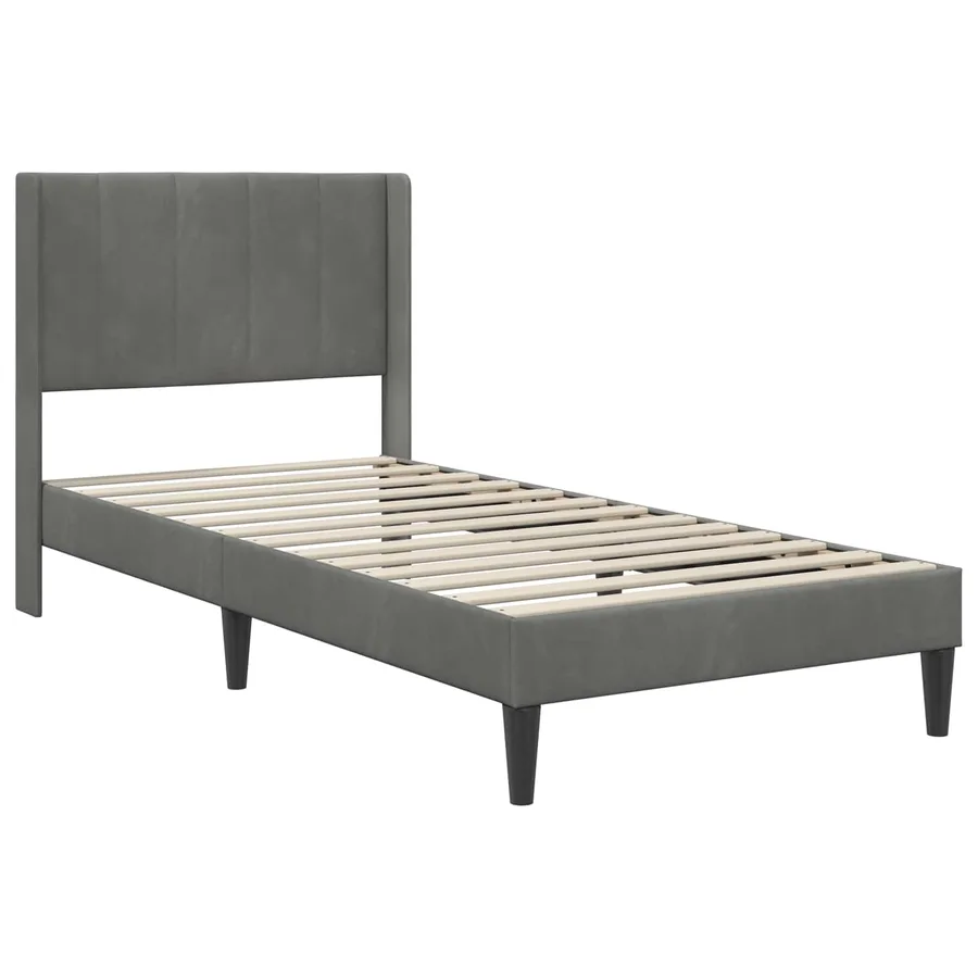 Cadre de lit avec matelas Gris foncé 80 x 200 cm Velours - 4