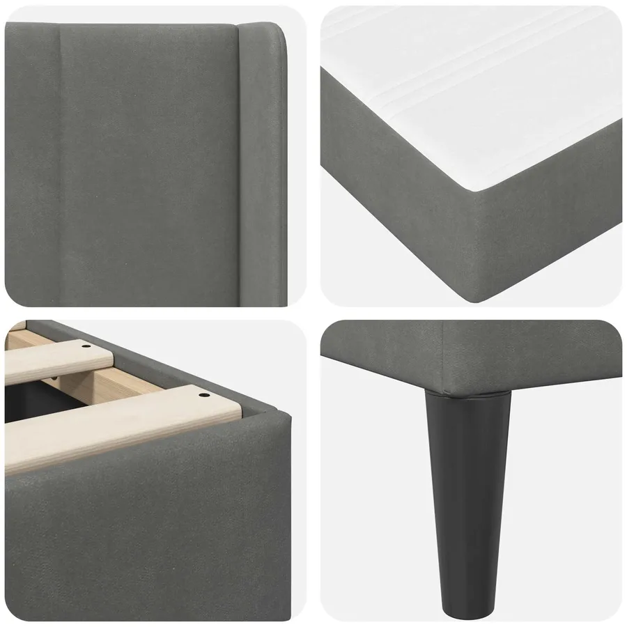 Cadre de lit avec matelas Gris foncé 80 x 200 cm Velours - 9