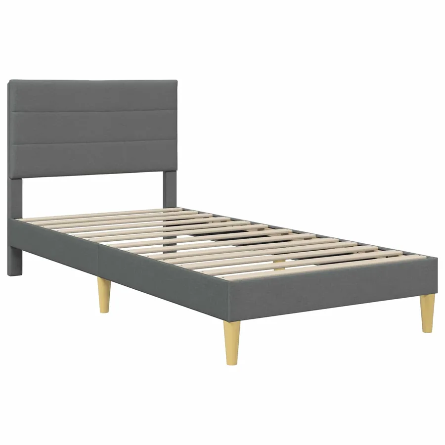 Cadre de lit Gris foncé 90 x 200 cm Polyester - 4