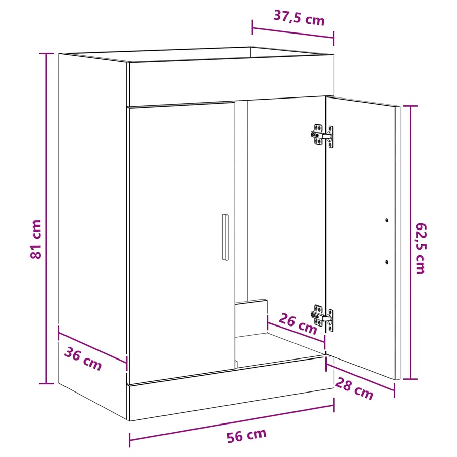 Meuble sous lavabo de salle de bain Chêne noir - 8