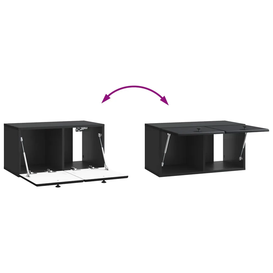 Meuble TV mural 59,5 x 31 x 30 cm Noir Bois d'ingénierie - 8