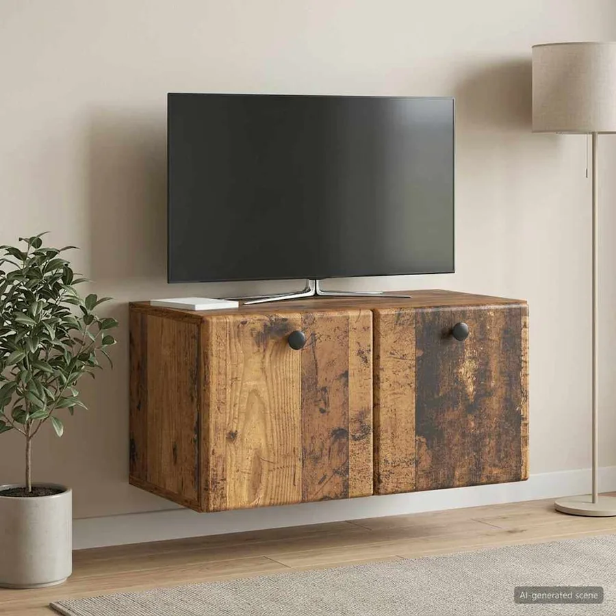 Meuble TV mural 59,5 x 31 x 30 cm Bois ancien Bois d'ingénierie - 4