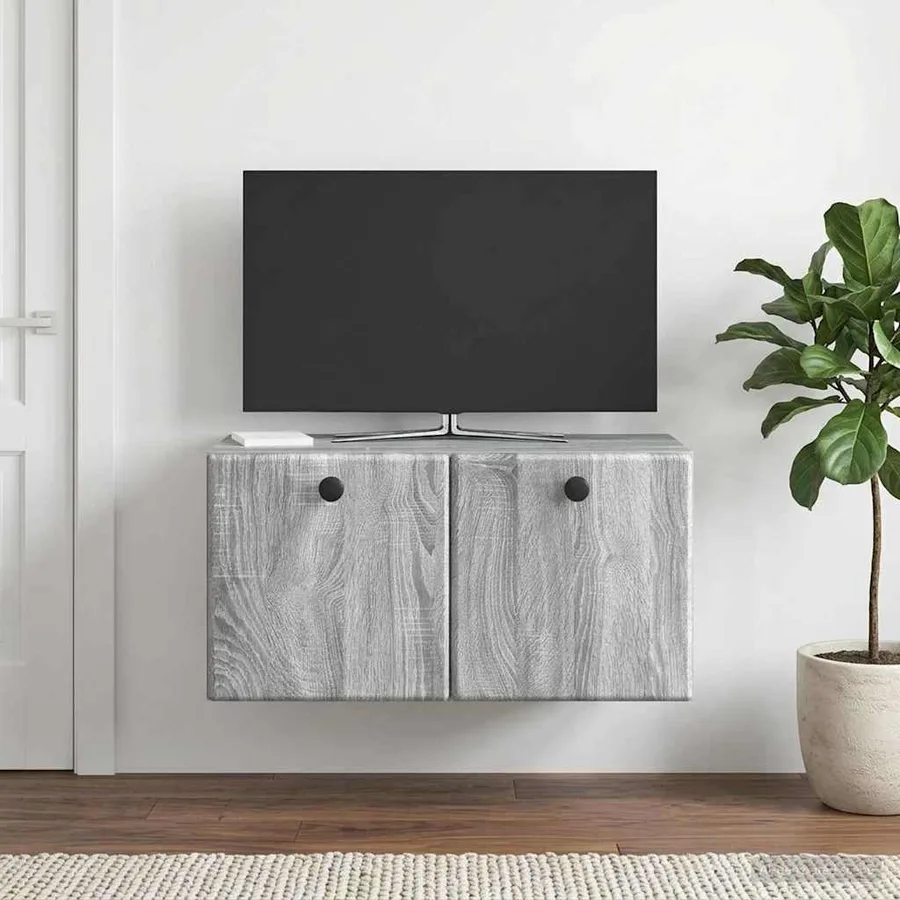 Meuble TV mural 59,5 x 31 x 30 cm Sonoma gris Bois d'ingénierie - 4