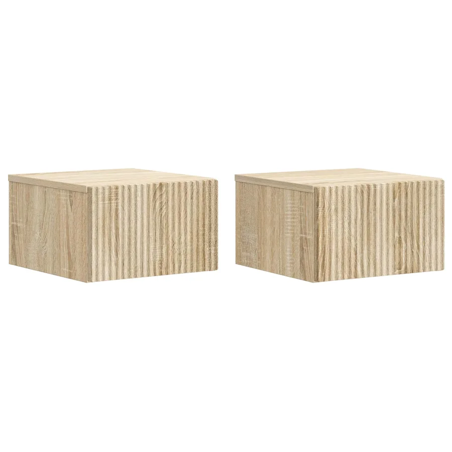 Cabinet de chevet mural 2 pcs Chêne Sonoma 33 x 34,5 x 20 cm - 2