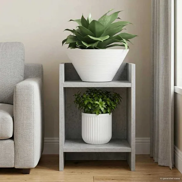 Support de Plante Gris Béton 30 x 30 x 40 cm Bois d’ingénierie
