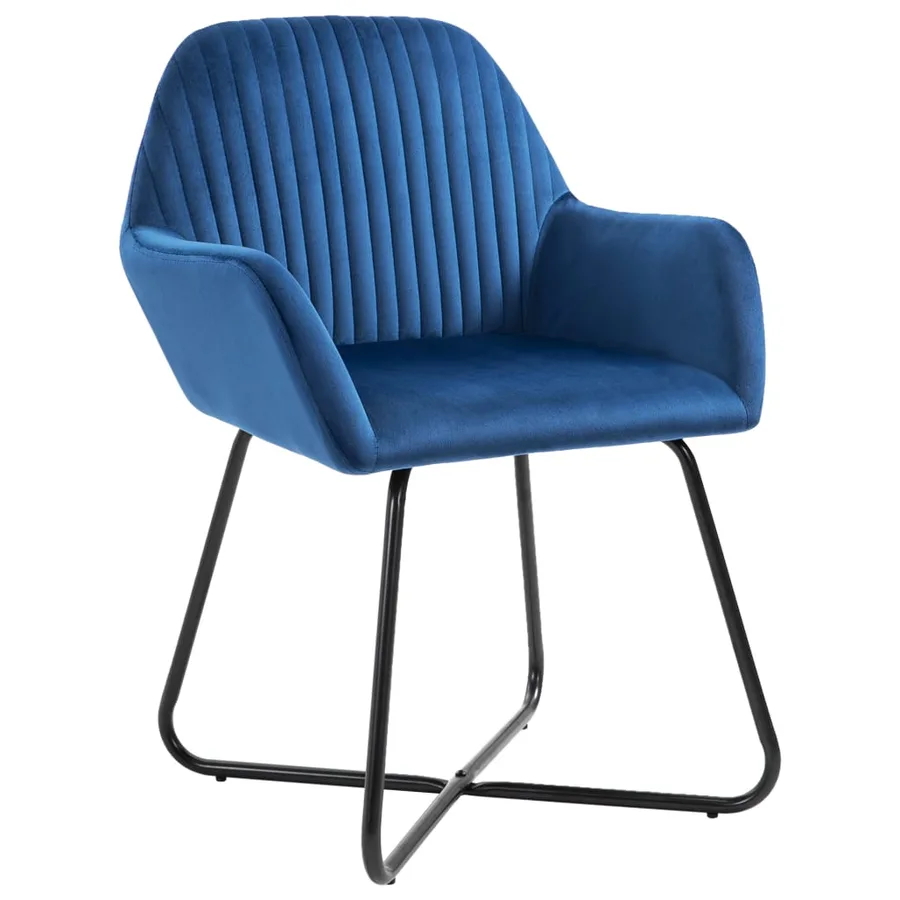 Chaises à manger lot de 6 bleu velours - 2