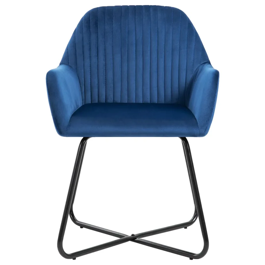 Chaises à manger lot de 6 bleu velours - 3