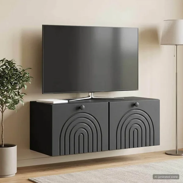 Meuble TV mural Noir 78,5 x 31 x 30 cm Bois d'ingénierie