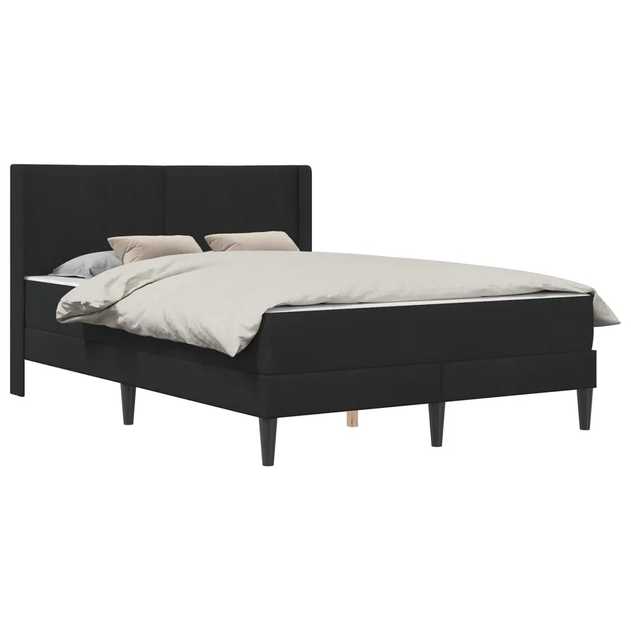Cadre de lit avec matelas Noir 120 x 190 cm Velours - 2