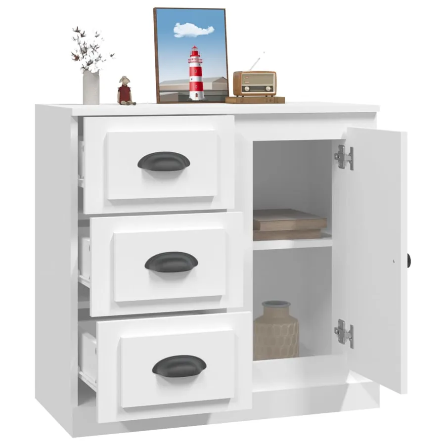 Buffet blanc 70x35,5x67,5 cm bois d'ingénierie - 5