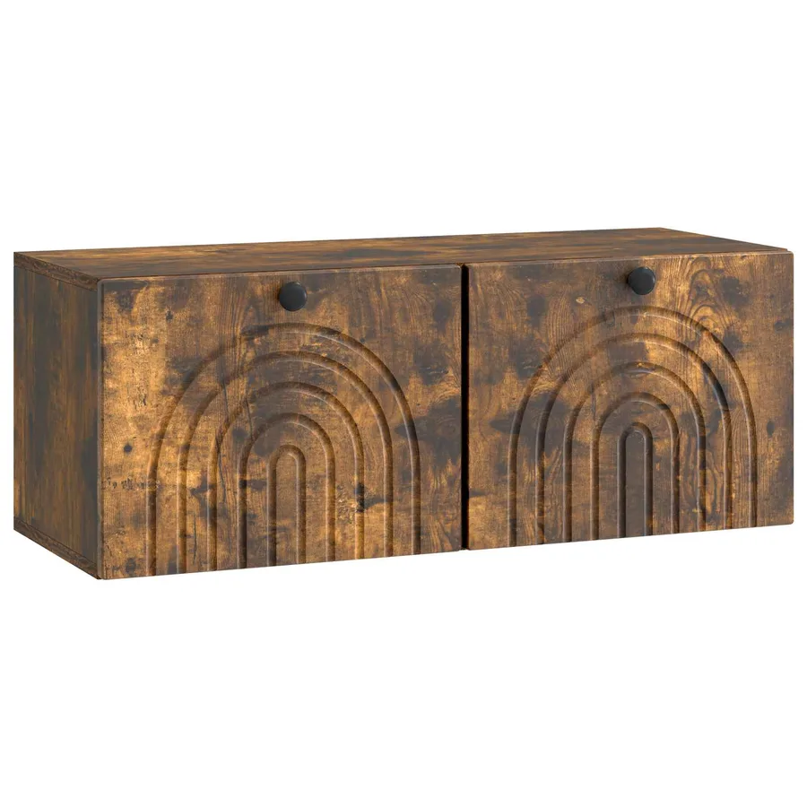 Meuble TV mural Chêne fumé 78,5 x 31 x 30 cm Bois d'ingénierie - 2