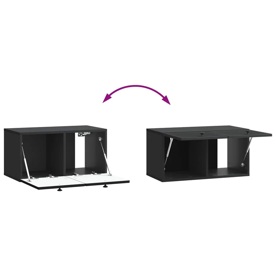Meuble TV mural Noir 59,5 x 31 x 30 cm Bois d'ingénierie - 10