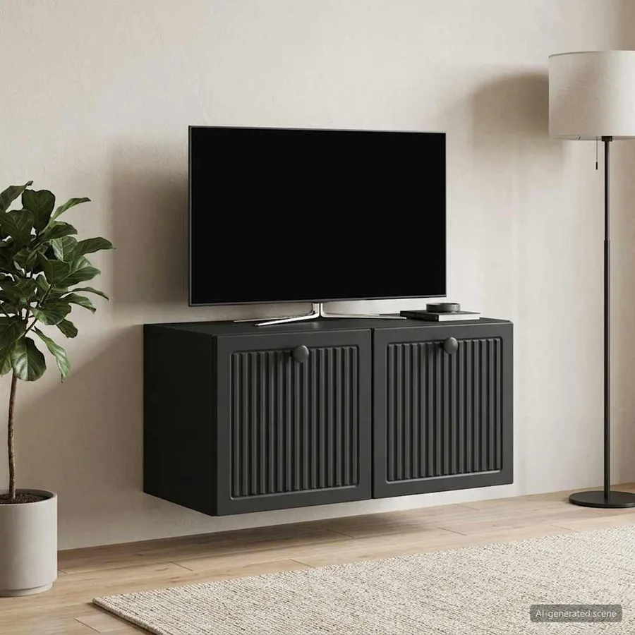 Meuble TV mural Noir 59,5 x 31 x 30 cm Bois d'ingénierie - 4