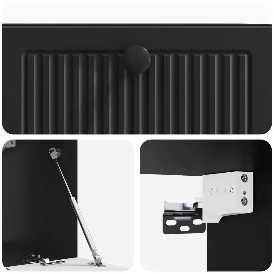 Meuble TV mural Noir 59,5 x 31 x 30 cm Bois d'ingénierie - 9