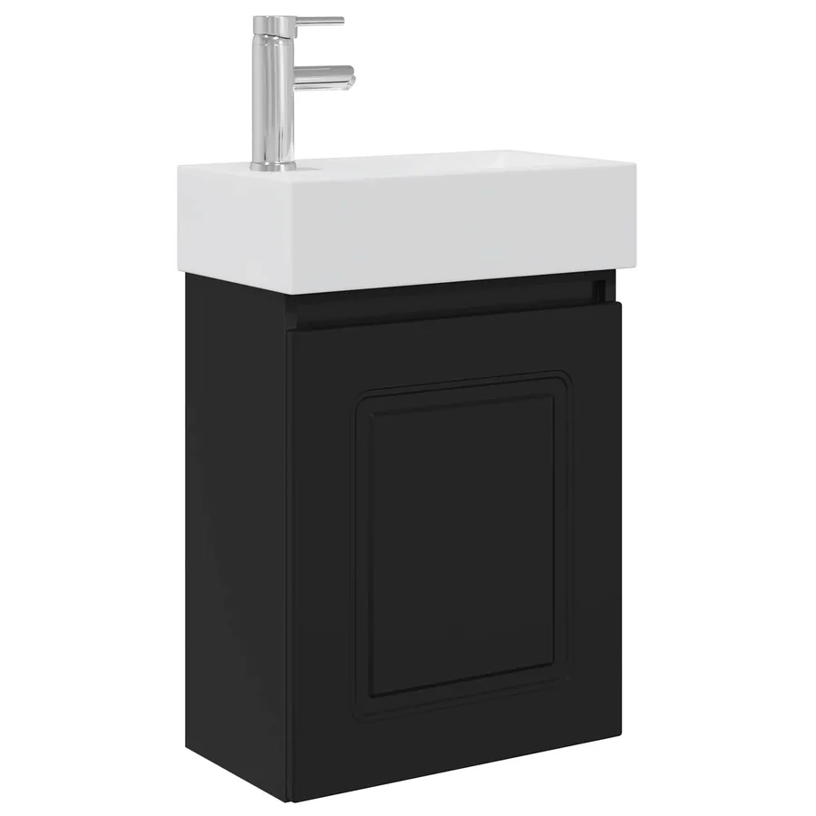 Meuble de salle de bain avec robinet Noir 45,5 x 22,5 x 84 cm - 2