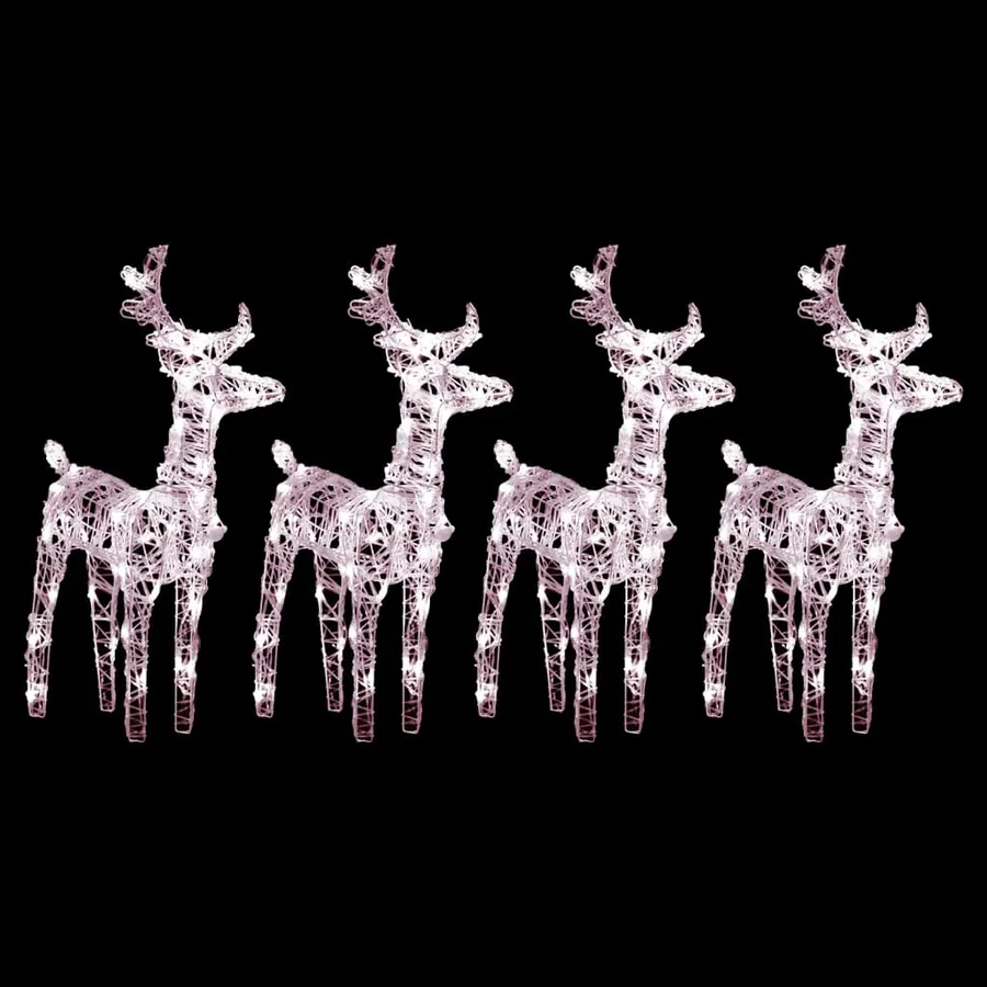 Rennes de Noël 4 pcs 160 LED Blanc chaud Acrylique