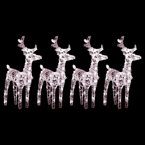 Rennes de Noël 4 pcs 160 LED Blanc chaud Acrylique