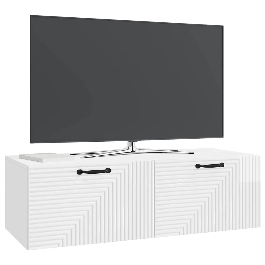 Meuble TV mural Montage mural Blanc brillant 98 x 41 x 30 cm - 3