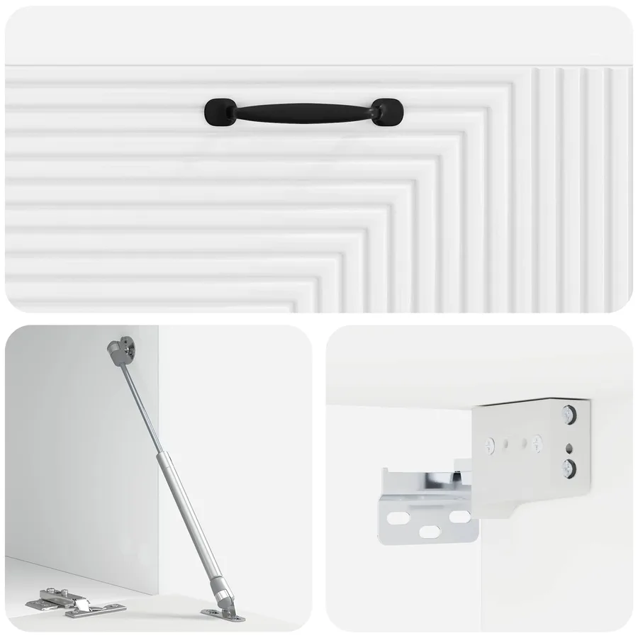 Meuble TV mural Montage mural Blanc brillant 98 x 41 x 30 cm - 9