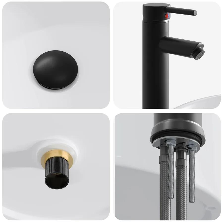 Lavabo de salle de bains Noir Mat 40,5 x 40,5 x 15,5 cm métal - 8