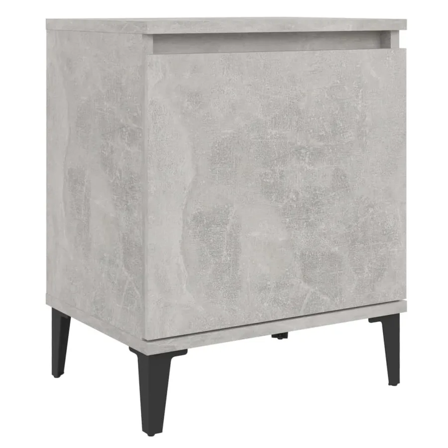 Tables de chevet avec pieds en métal gris béton 40x30x50 cm - 4