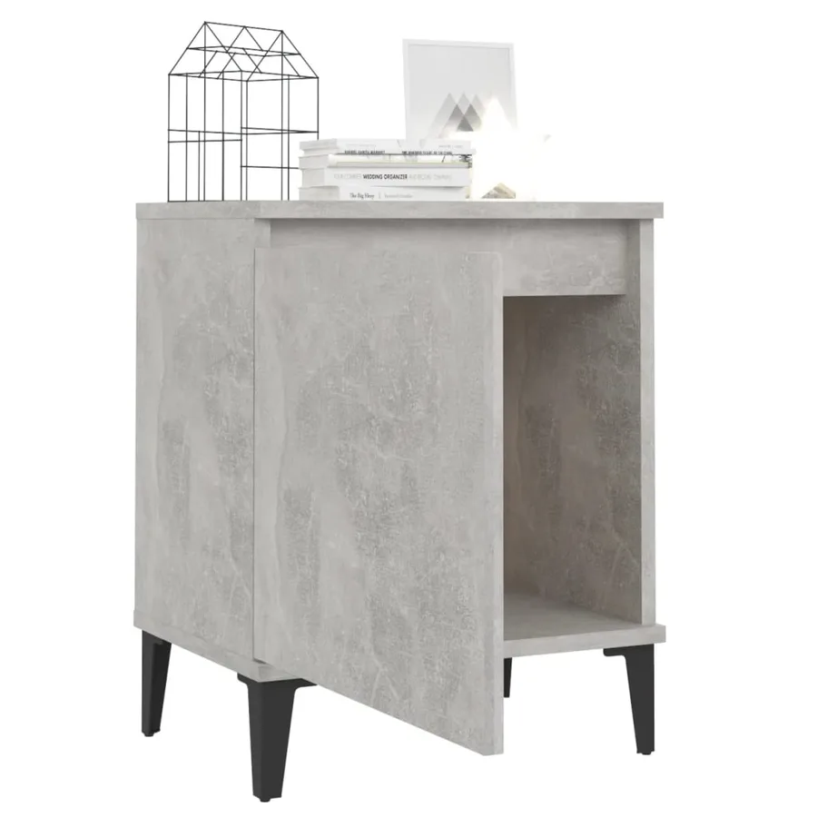 Tables de chevet avec pieds en métal gris béton 40x30x50 cm - 7