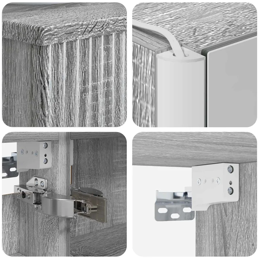 Ensemble de mobilier de salle de bain 4 pcs Sonoma gris - 6