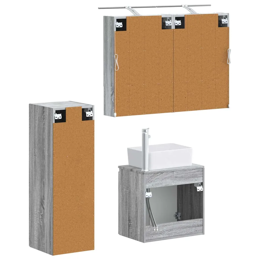 Ensemble de mobilier de salle de bain 4 pcs Sonoma gris - 5