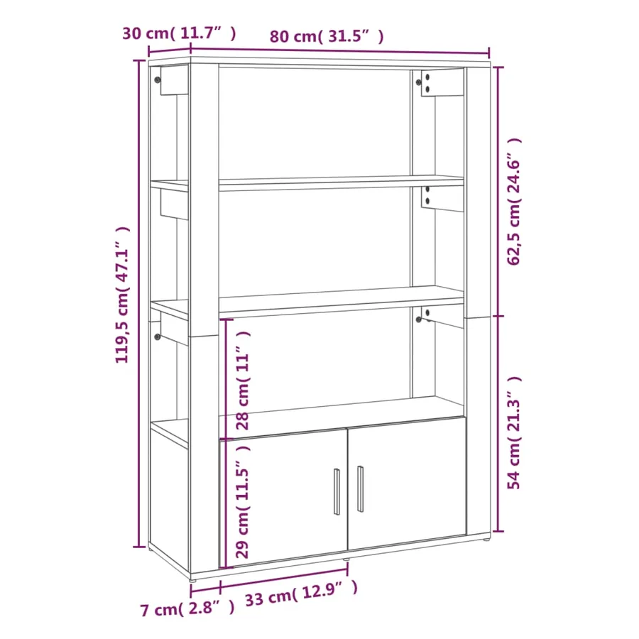 Buffet Blanc 80x30x119,5 cm Bois d'ingénierie - 10
