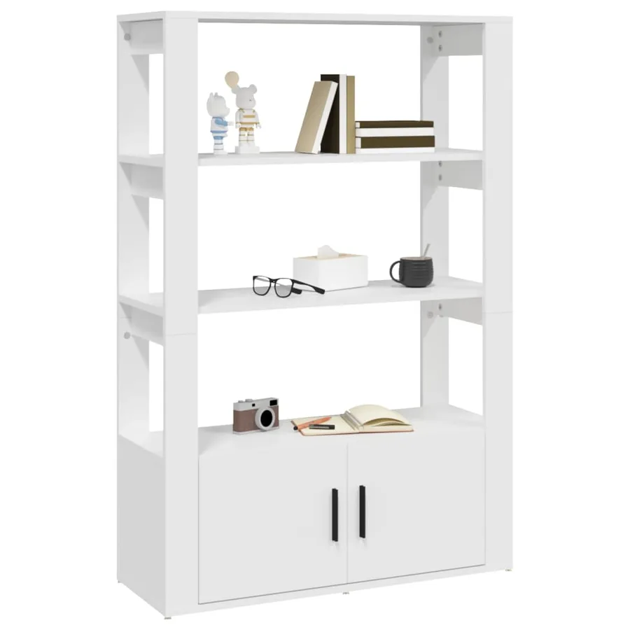 Buffet Blanc 80x30x119,5 cm Bois d'ingénierie - 4