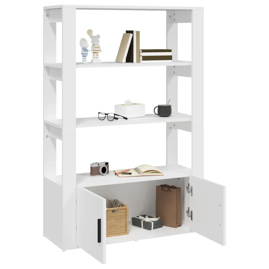 Buffet Blanc 80x30x119,5 cm Bois d'ingénierie - 5