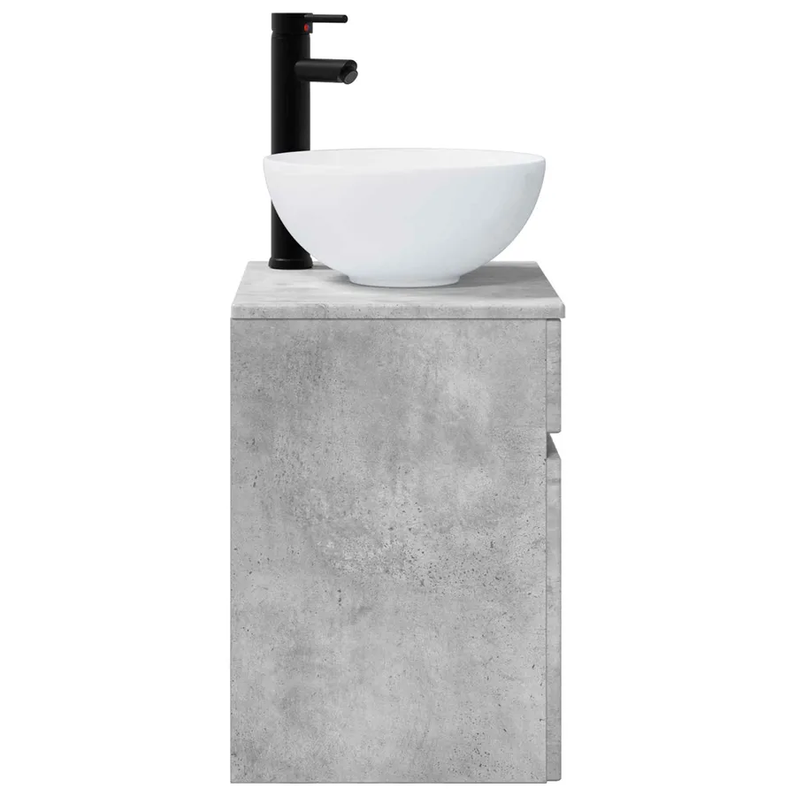 Meuble de lavabo mural Gris béton 39 x 35 x 63 cm - 3