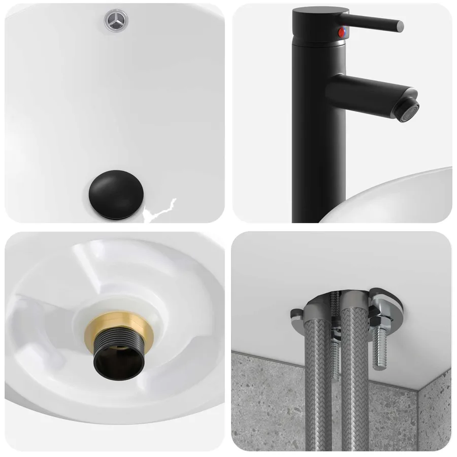 Meuble de lavabo mural Gris béton 39 x 35 x 63 cm - 6