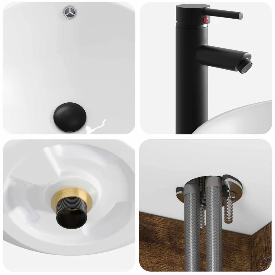 Meuble de lavabo mural Chêne fumé 39 x 35 x 63 cm - 6