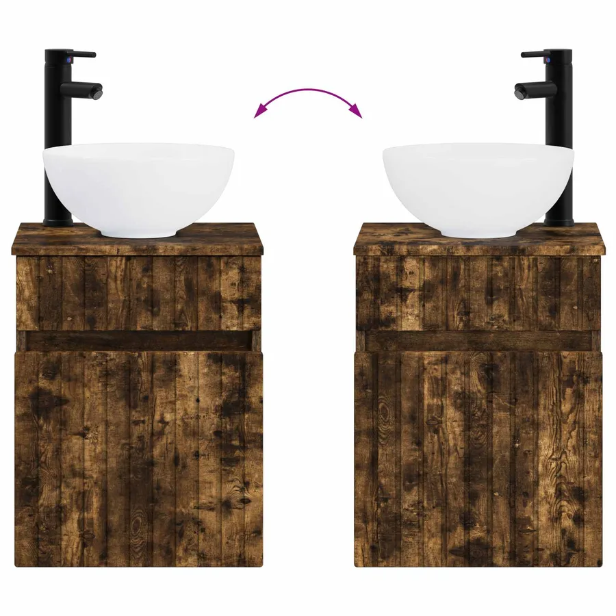 Meuble de lavabo mural Chêne fumé 39 x 35 x 63 cm - 7