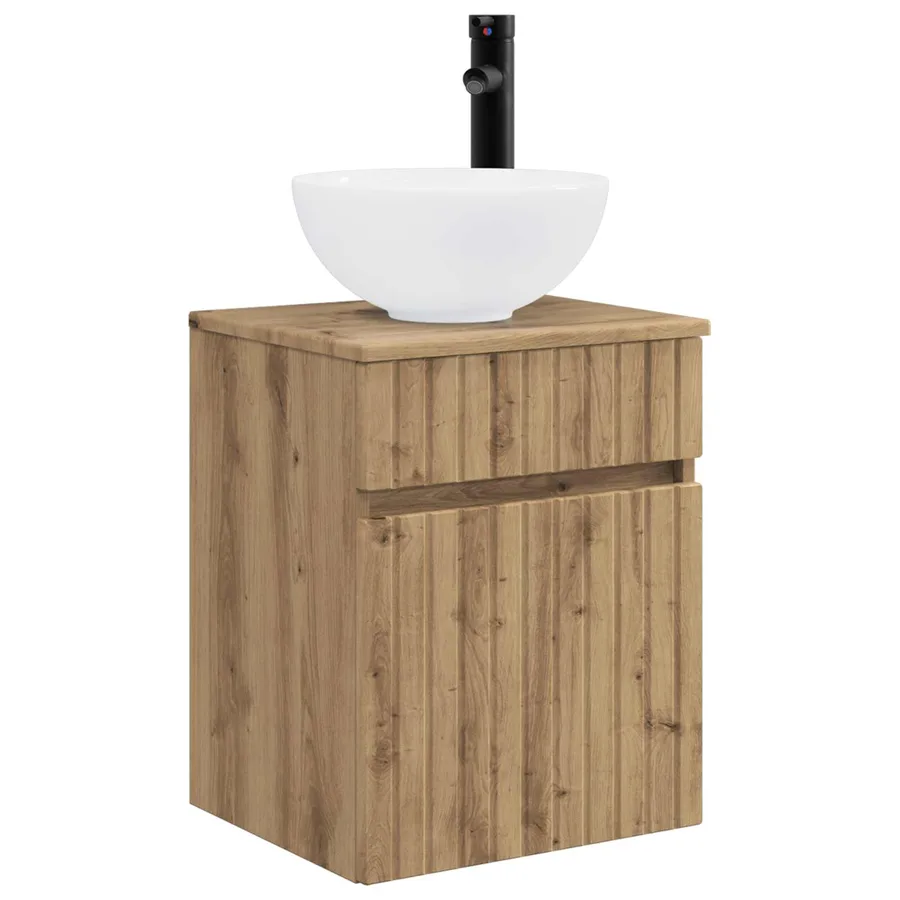 Meuble de lavabo mural Chêne artisanal 39 x 35 x 63 cm - 2