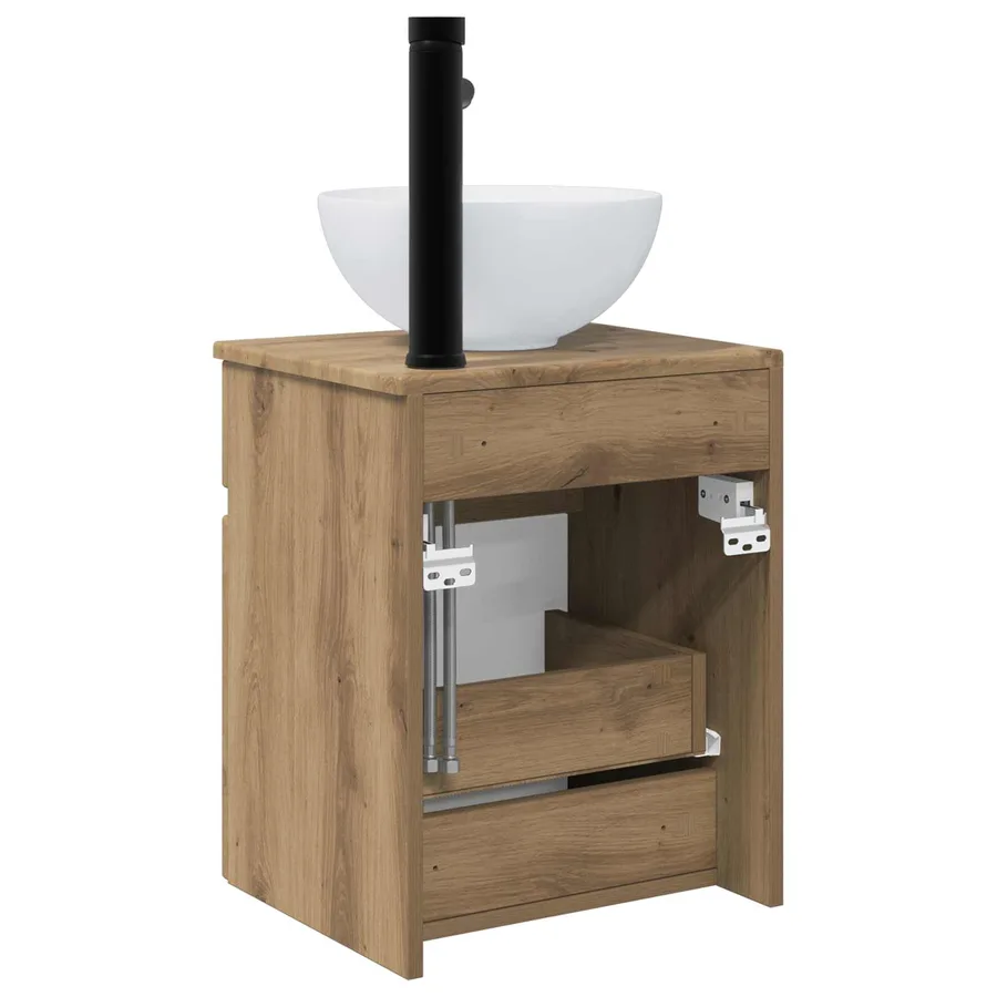 Meuble de lavabo mural Chêne artisanal 39 x 35 x 63 cm - 4