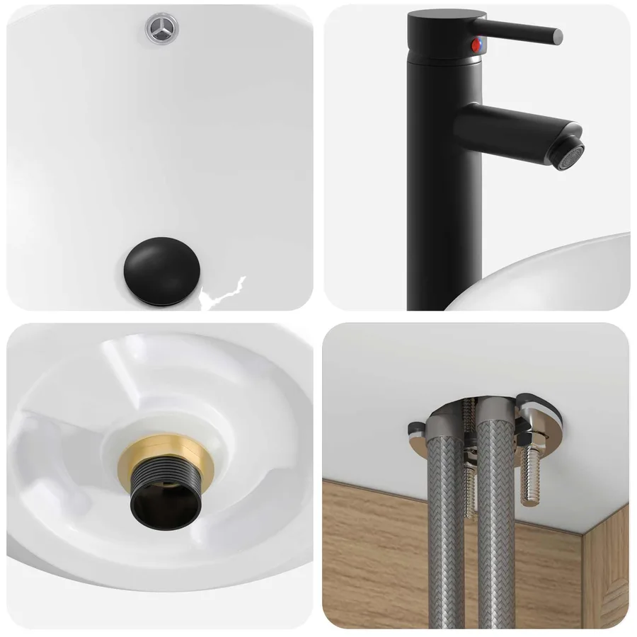 Meuble de lavabo mural Chêne artisanal 39 x 35 x 63 cm - 6