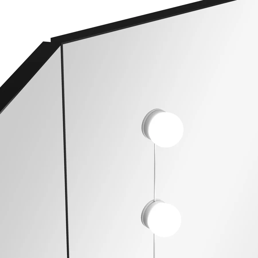 Coiffeuse d'angle avec LED Noir 111x54x141,5 cm - 10