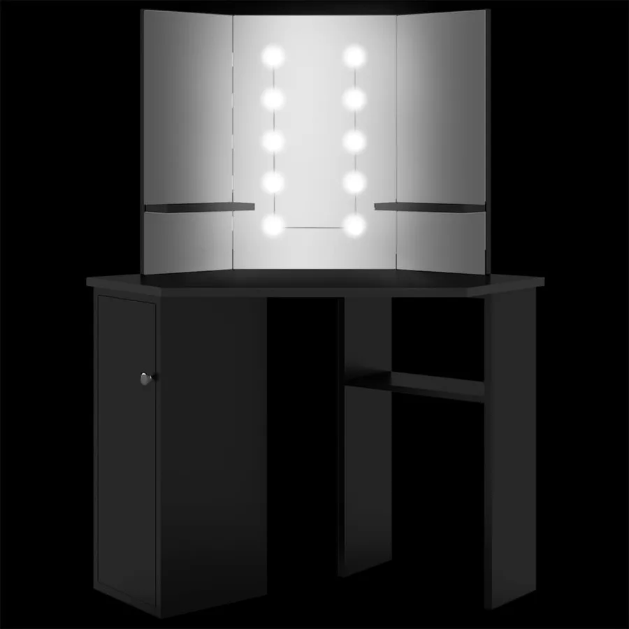 Coiffeuse d'angle avec LED Noir 111x54x141,5 cm - 11