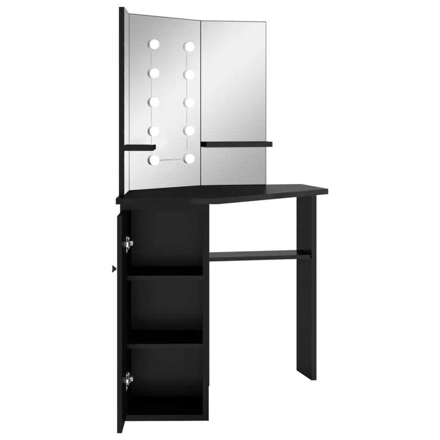 Coiffeuse d'angle avec LED Noir 111x54x141,5 cm - 6