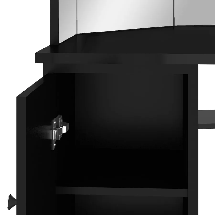 Coiffeuse d'angle avec LED Noir 111x54x141,5 cm - 8