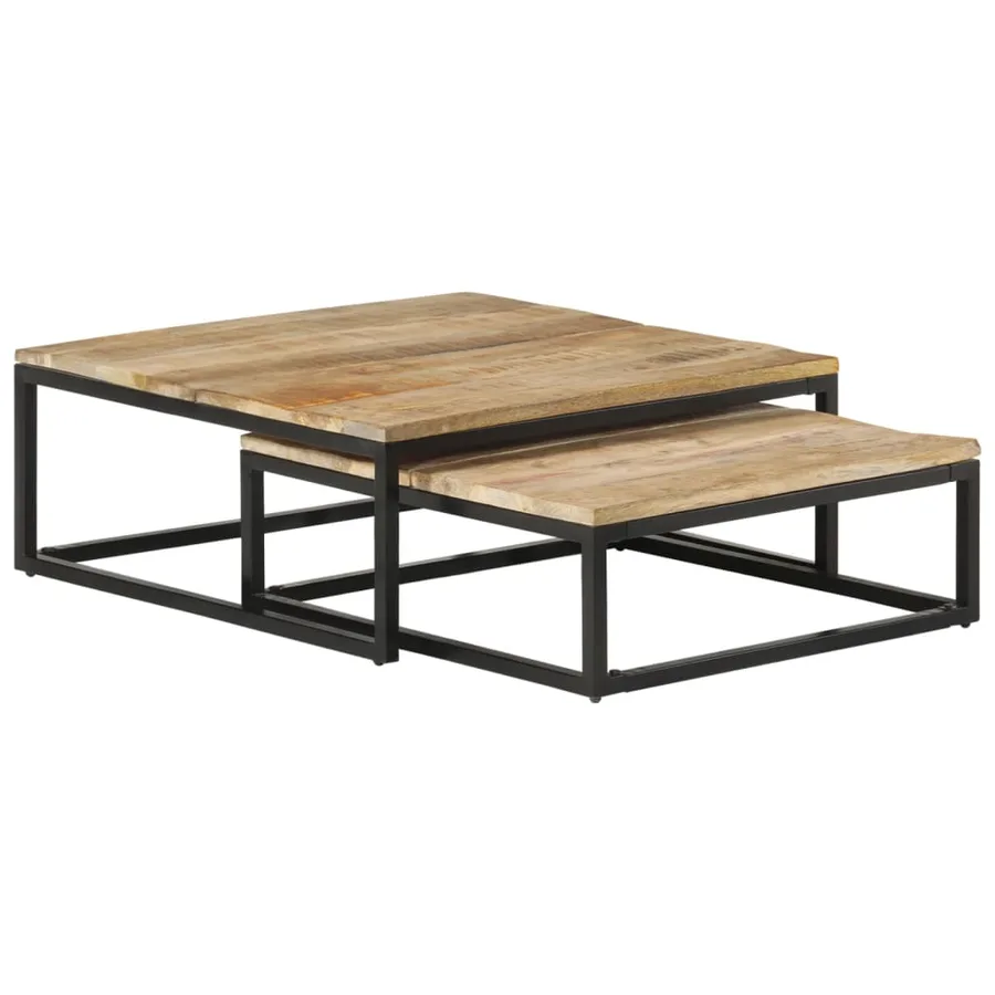 Tables gigognes 2 pcs Bois solide de manguier - 8