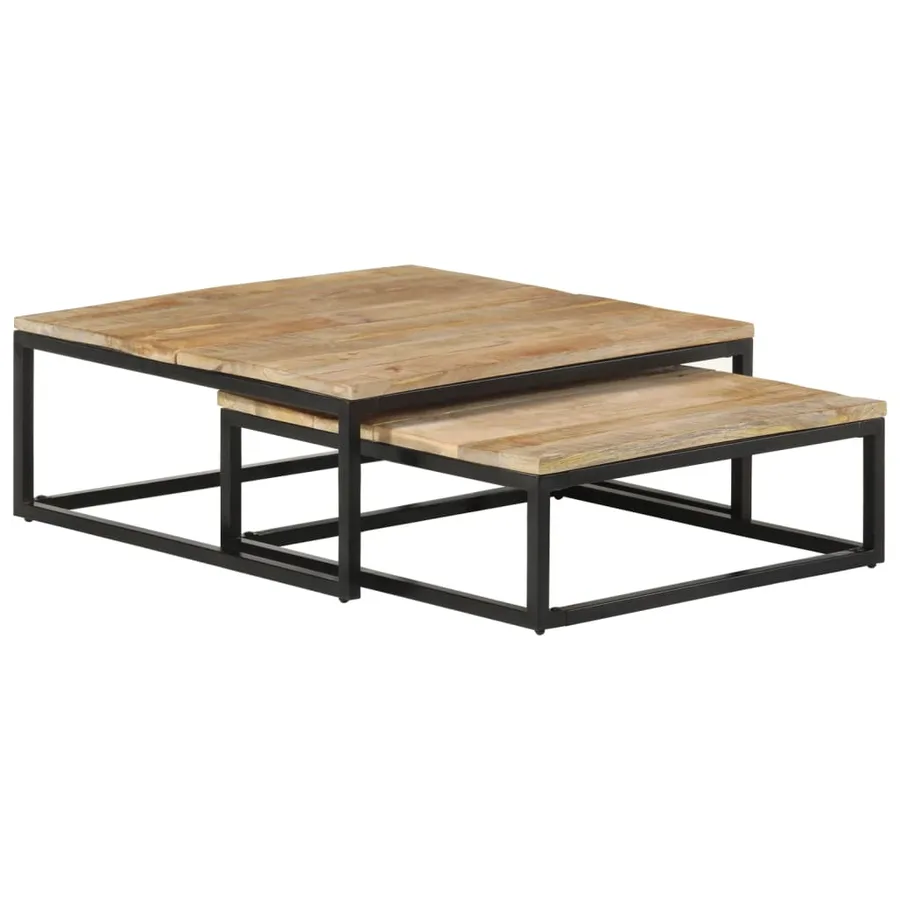 Tables gigognes 2 pcs Bois solide de manguier - 9