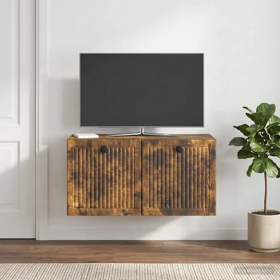 Meuble TV mural Chêne fumé 59,5 x 31 x 30 cm Bois d'ingénierie