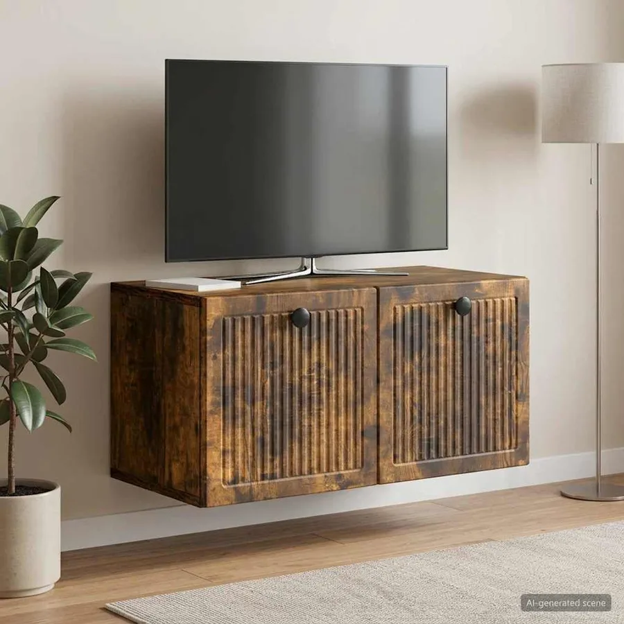 Meuble TV mural Chêne fumé 59,5 x 31 x 30 cm Bois d'ingénierie - 4