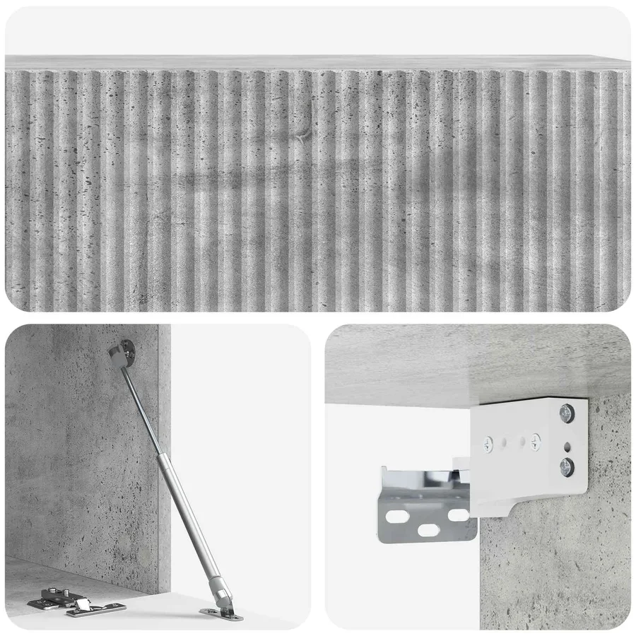 Meuble TV mural Gris béton 98 x 41 x 30 cm Bois d'ingénierie - 9