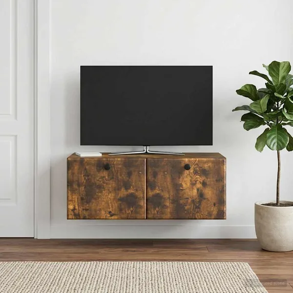 Meuble TV mural 78,5 x 41 x 30 cm Chêne fumé Bois d'ingénierie