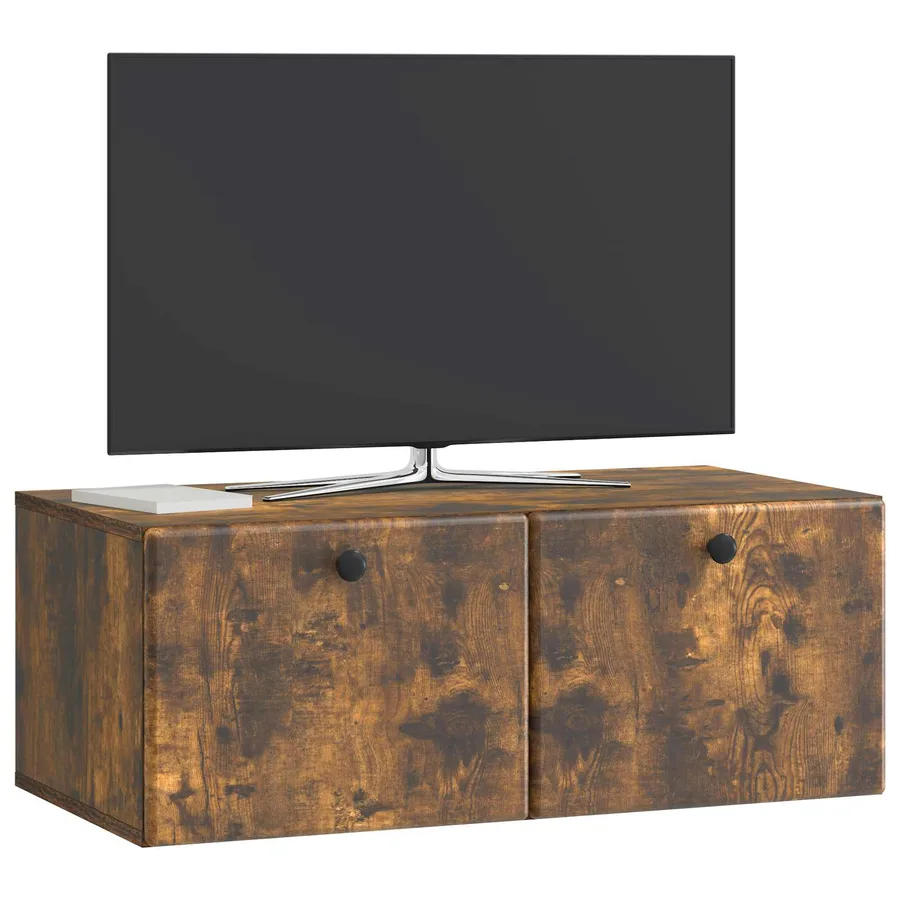 Meuble TV mural 78,5 x 41 x 30 cm Chêne fumé Bois d'ingénierie - 3
